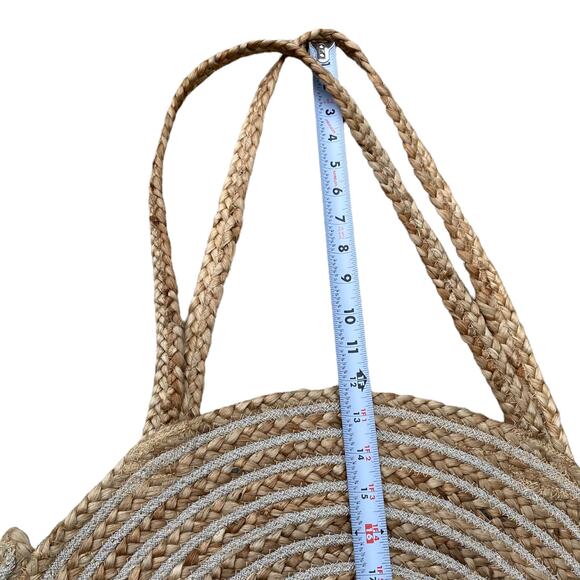 Magid Jute Woven Oversized Circle Metallic Resortwear Tote Beach Bag - Picture 6 of 11